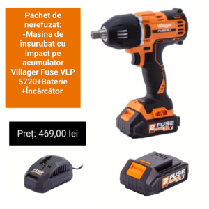 Pachet de nerefuzat-Mașină de înșurubat cu impact pe acumulator VILLAGER FUSE VLP 5720+Acumulator+Incarcator