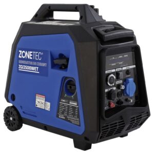 Generator de curent tip inverter Zonetec ZGI3500WET, monofazat, 3.5 kW, roti si maner pliabil pentru transport, pornire electrica
