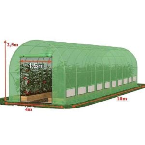 Solar de grădină 10x4x2.5m, polietilenă 240 g/m2, rezistentă la UV, țeavă 32 * 1.2mm