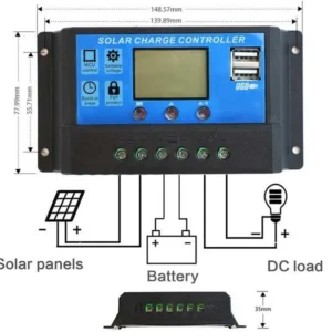 Controler panou solar 12/24V 30A mini dual USB