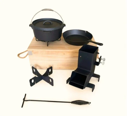Set vase de fonta profesionale BBQ & Grill, 6 piese (Soba Racheta inclusa)