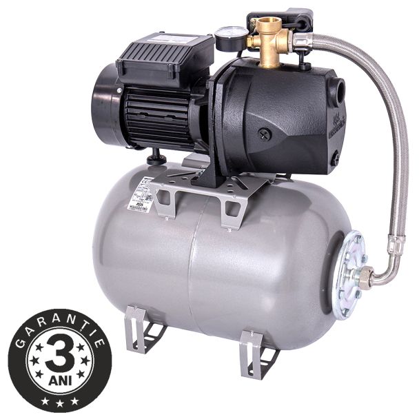 Hidrofor cu pompa autoamorsanta Wasserkonig FL415725, fonta, putere 800 W, debit 3420 l/h, inaltime refulare 41 m, vas de expansiune 24 l