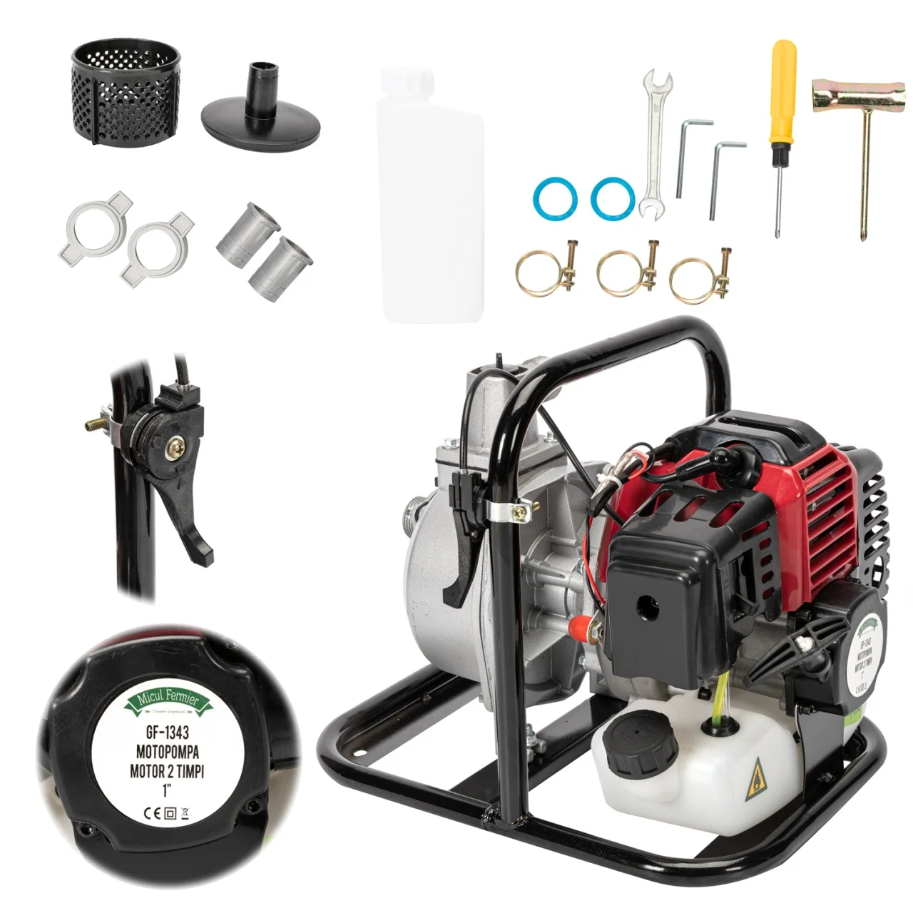 Motopompa MF 2cp 42.7cc, benzina 2t, racord 1", debit 8000l/h