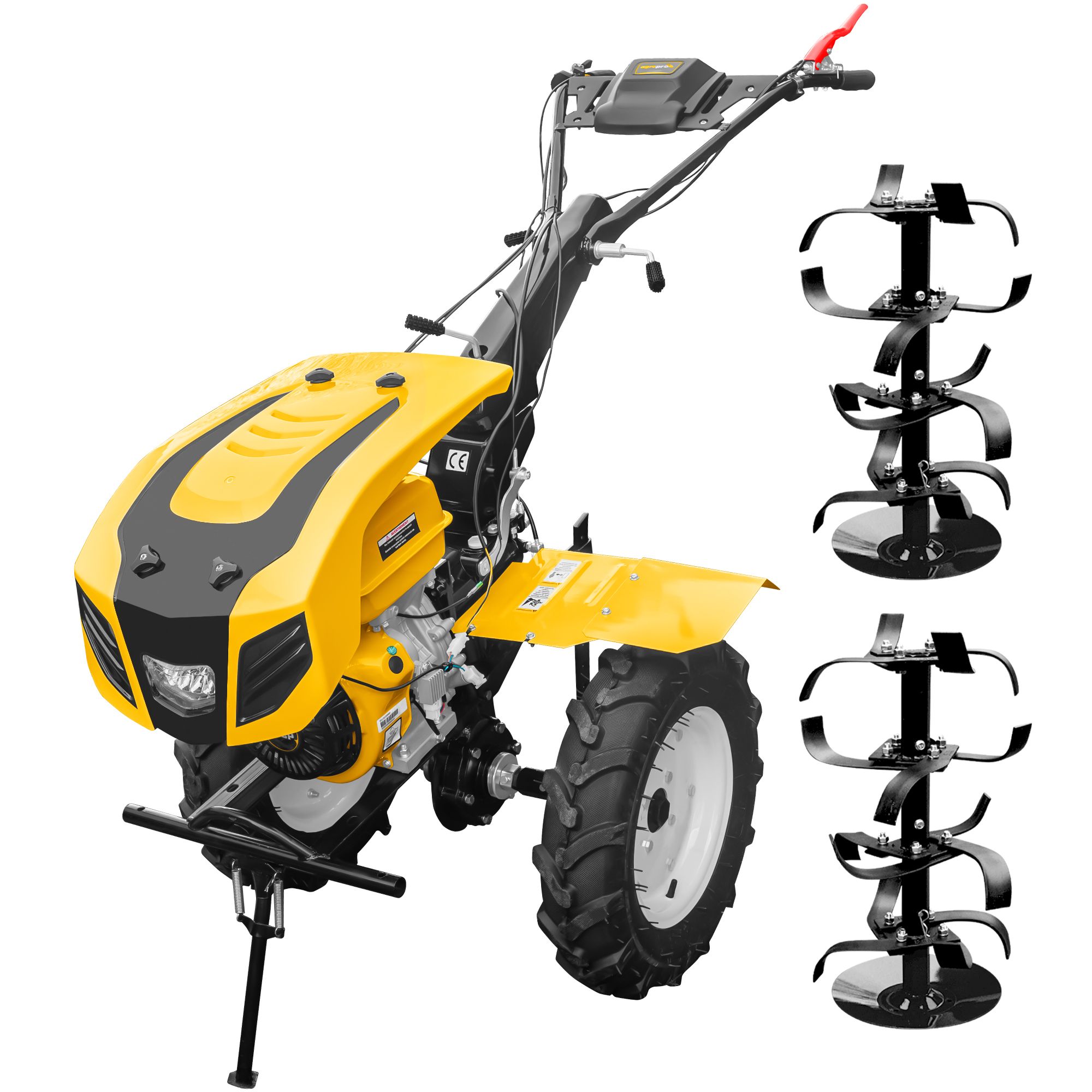 Motocultor AgroPro HS 1100D NEW-1 motor 18 CP benzina EURO V 2+1 viteze latime lucru 135 cm freze 2+1+1 roti 5.00-12 capota cu far