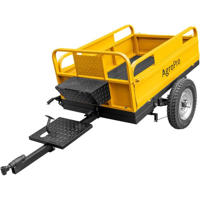 Remorca REM 550 capacitate max 550 kg roti 4.50-12" dimensiuni bena 135x90x28 cm basculare frana mana frana picior